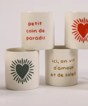 Set de 6 mini mugs “Cœur Soleil”, Sophie Janiere