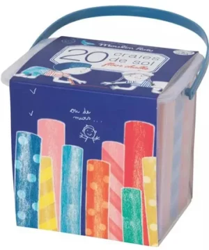 Seau de 20 craies colorées pour enfants, Moulin Roty
