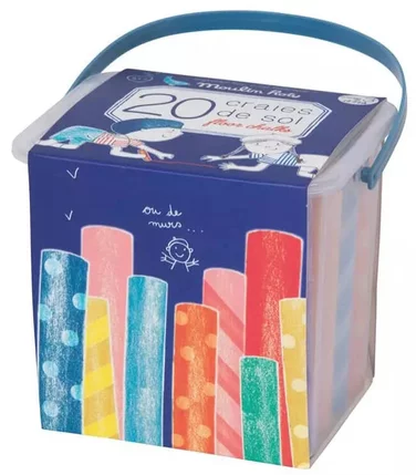 Seau de 20 craies colorées pour enfants, Moulin Roty