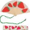 Éventail en bois motif fraises, Fisura