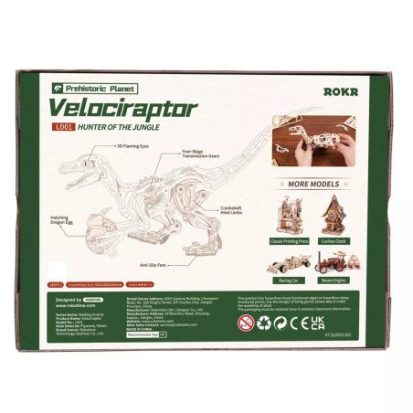 Vélociraptor – Puzzle 3D en Bois DIY, ROBOTIME – Image 4
