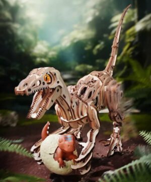 Alternative view of Vélociraptor – Puzzle 3D en Bois DIY, ROBOTIME