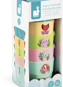 Seaux “Mes bébés animaux” – Jouet de bain sensoriel, Janod