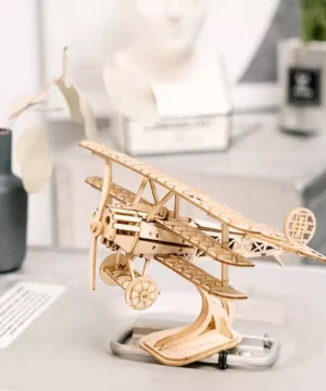 Alternative view of Le Biplan Puzzle 3D Mécanique en Bois Rolife, ROBOTIME