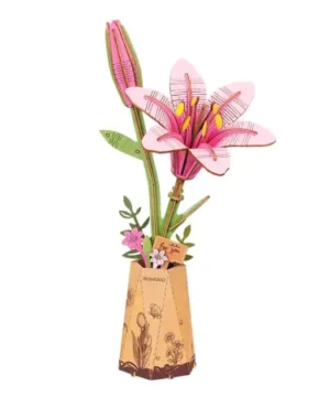 Pink Lily Puzzle 3D en Bois Fleur Élégante, ROBOTIME