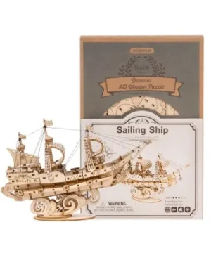 Alternative view of Sailing Ship – Puzzle 3D en Bois Élégant, ROBOTIME