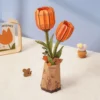 Tulipe Orange – Puzzle 3D en Bois Fleur DIY, ROBOTIME