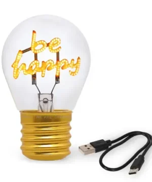 Lampe de Table Ampoule « Be Happy » – Bulb Fiction, Legami
