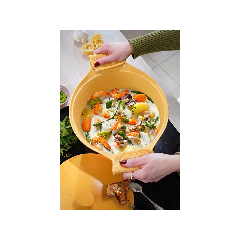 L’Incroyable Cocotte 24 cm céramique mangue avec Poignée et Manique, Cookut – Image 2