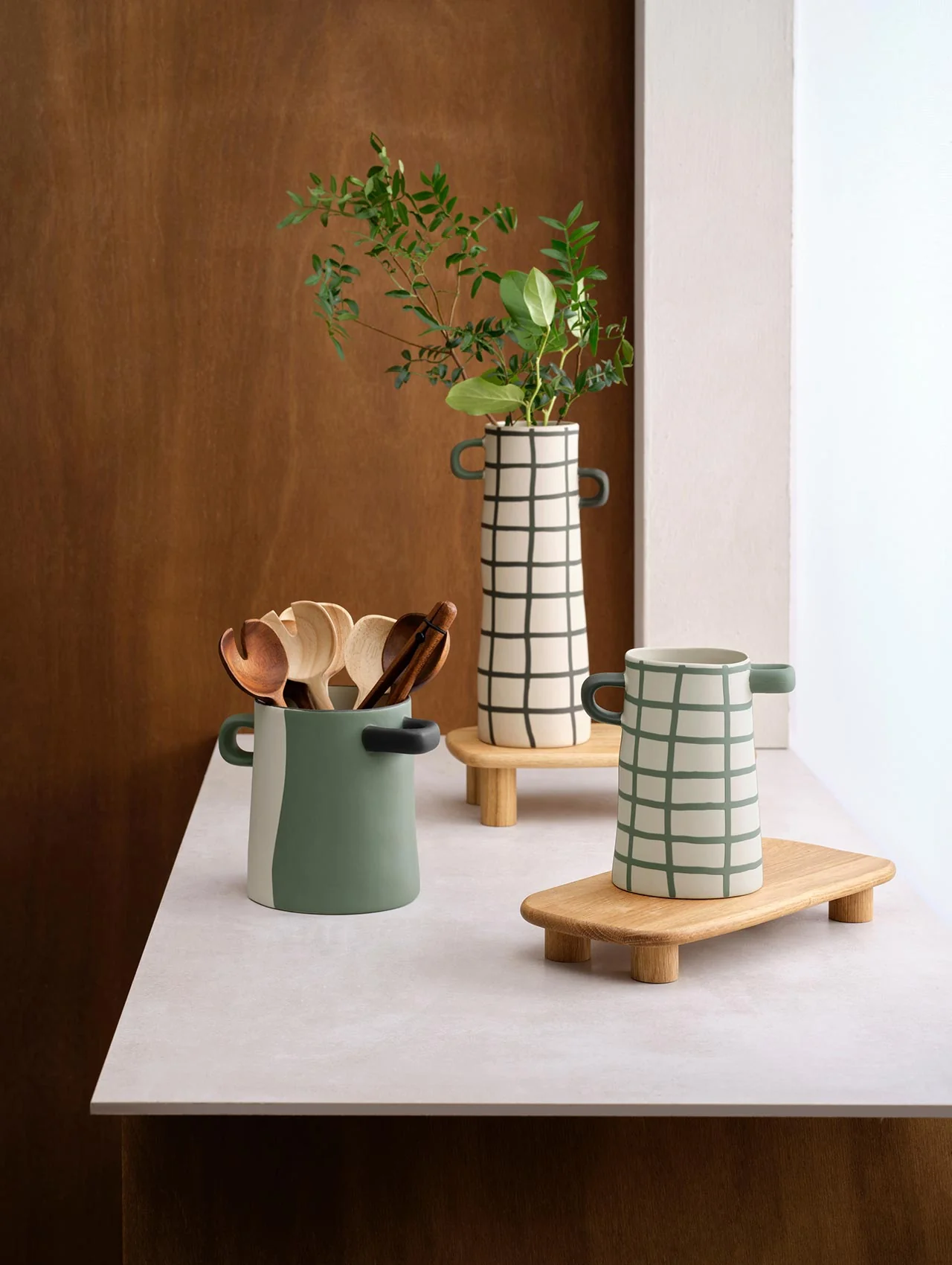 Vase Vert à Carreaux 17 cm, Asa – Image 2
