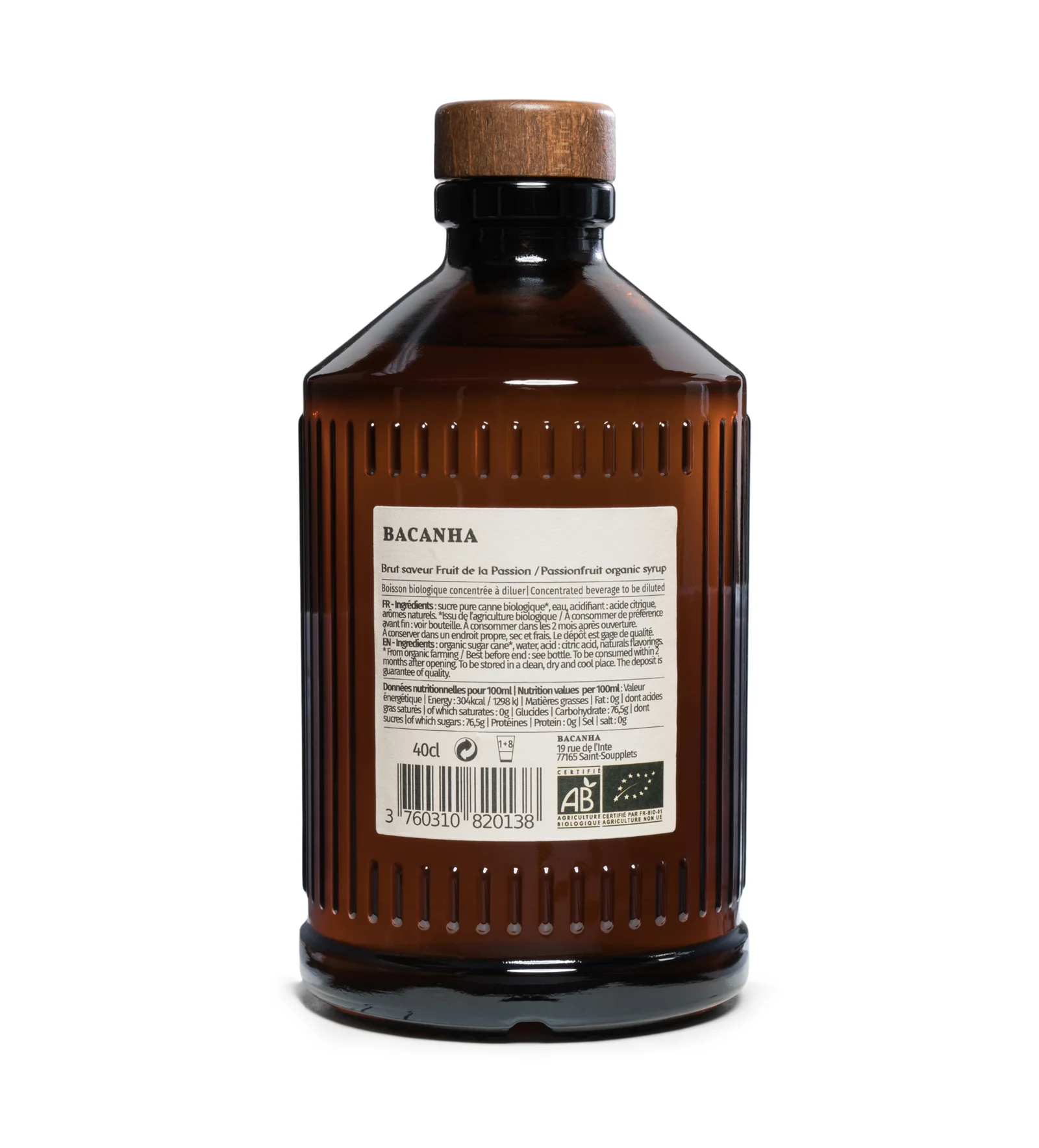 Sirop Saveur Fruit de la Passion Brut Bio 400 ml, Bacanha