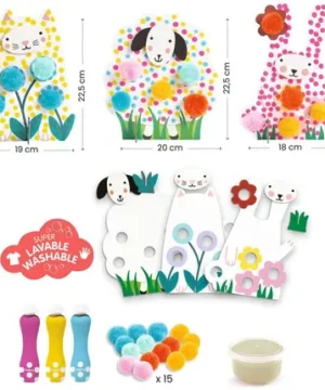 Coffret créatif Des points et des pompons dans l'herbe, DJECO
