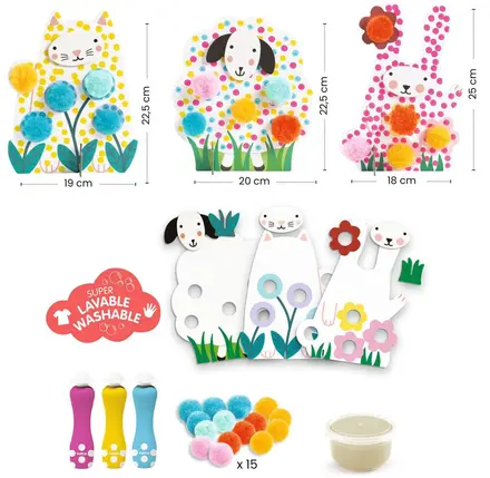 Coffret créatif Des points et des pompons dans l'herbe, DJECO
