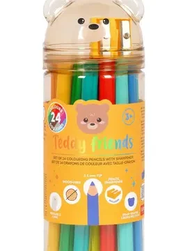 Set de 24 crayons de couleur avec taille-crayon Teddy Friends Teddy Bear, Legami