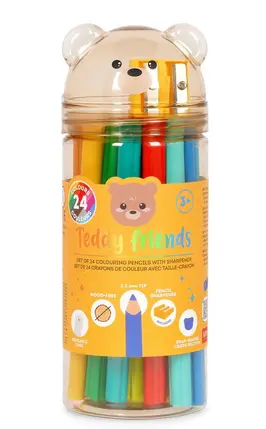 Set de 24 crayons de couleur avec taille-crayon Teddy Friends Teddy Bear, Legami