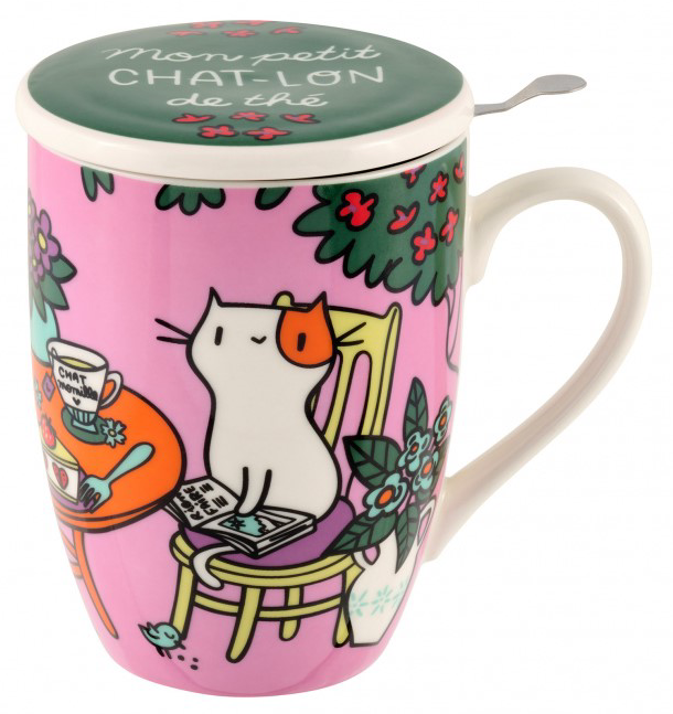 Tisanière TUDOR avec infuseur et couvercle « Chat-lon de Thé », Derrière la porte