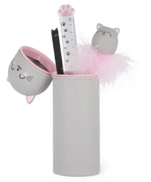 Trousse à crayons en silicone 2 en 1 Kawaii Kitty, Legami