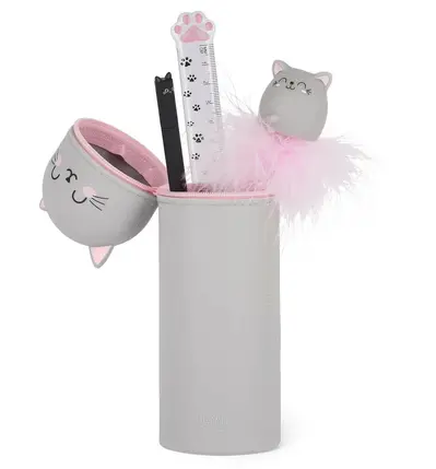 Trousse à crayons en silicone 2 en 1 Kawaii Kitty, Legami