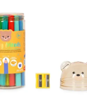 Set de 24 crayons de couleur avec taille-crayon Teddy Friends Teddy Bear, Legami