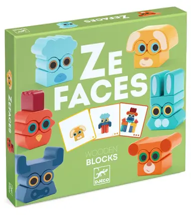 Ze Faces Jeu en bois de construction et de repérage, DJECO