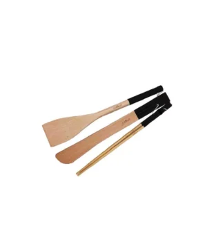 Set d'ustensiles en bois 2 spatules et 1 pince Graphite, Cookut