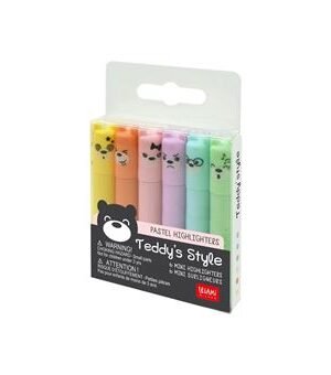 Lot de 6 mini surligneurs Teddy's Style, Legami