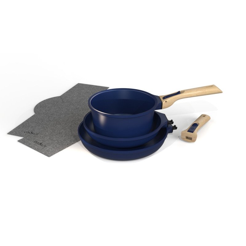 Batterie de cuisine amovible 7 pièces Kit Poêles et Casseroles Myrtille, Cookut