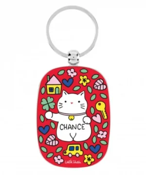 Porte-clés Chat bonheur rouge, Derrière la porte