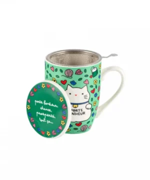Tisanière TUDOR « Chat Bonheur » avec filtre, Derrière la porte