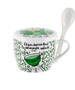 Bol à soupe en porcelaine « Soupe aux Choux » avec couvercle et cuillère intégrée, Derrière la porte