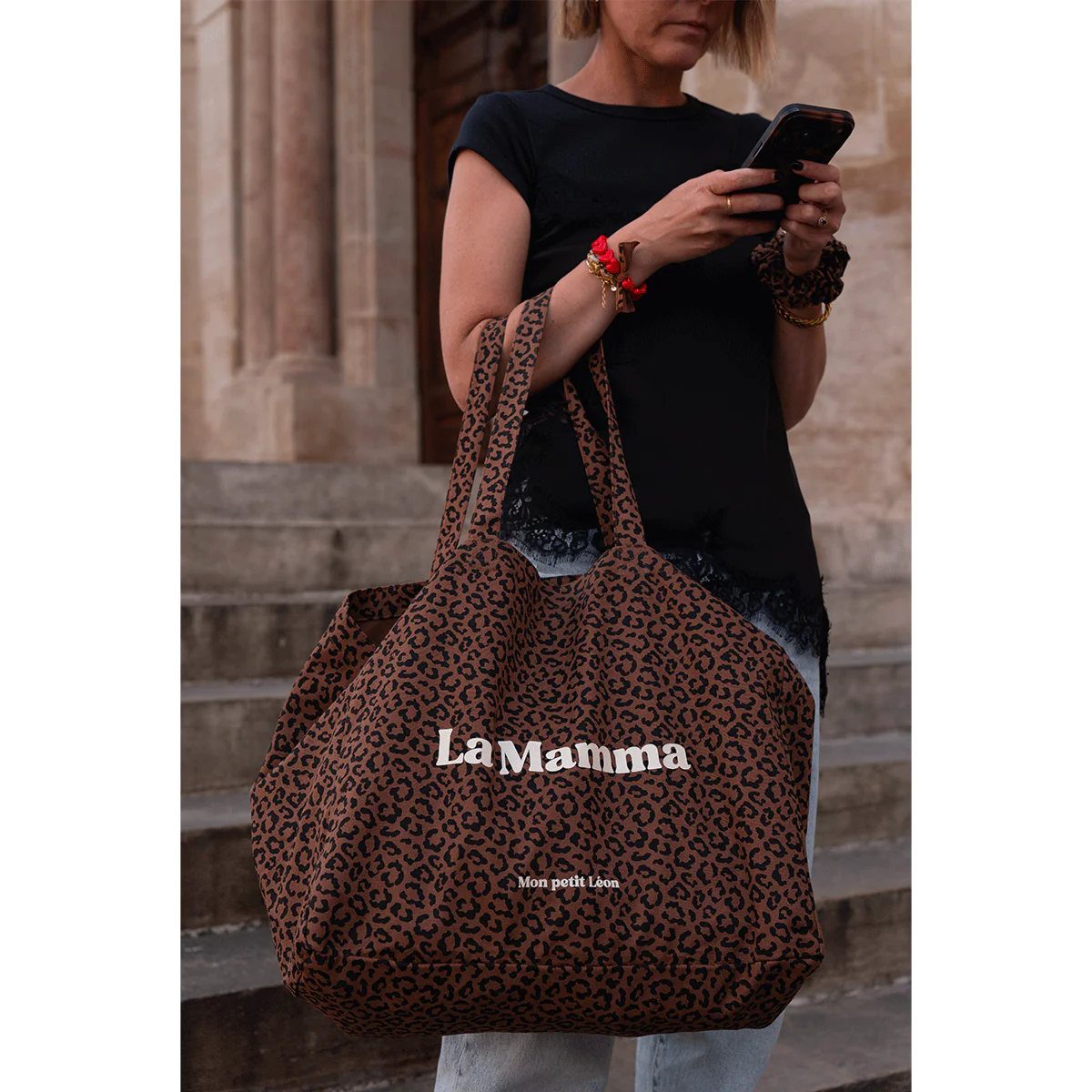 Cabas XXL Léopard Foncé La Mamma , Mon Petit Léon – Image 2