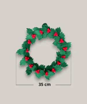 Alternative view of Grande Couronne de Noël avec Houx en Feutrine 35 cm, New Heidi