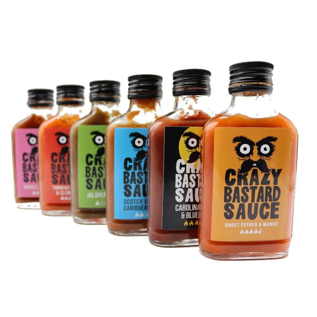 Coffret de 7 Sauces Piquantes Crazy Bastard's 7 × 100 ml, Crazy Bastard Sauce