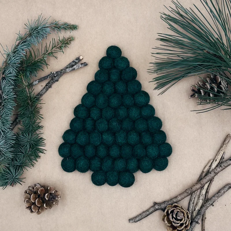 Dessous de Plat Sapin Vert en Laine Feutrée, New Heidi