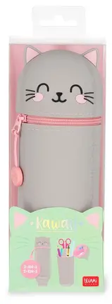 Trousse à crayons en silicone 2 en 1 Kawaii Kitty, Legami – Image 2