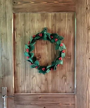 Grande Couronne de Noël avec Houx en Feutrine 35 cm, New Heidi