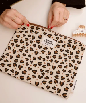 Pochette plate XXL Léopard Cœur, Mon Petit Léon