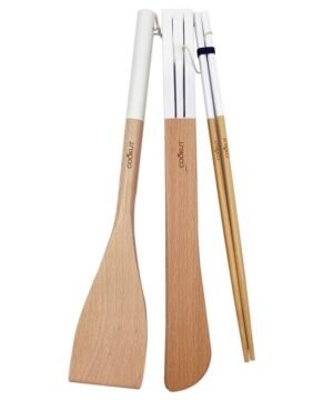 Set d'ustensiles en bois Polaire Baguettes, spatule et pince, Cookut
