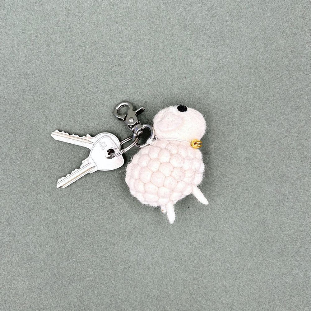 Porte-clé Mouton en Laine Feutrée Blanc, New Heidi