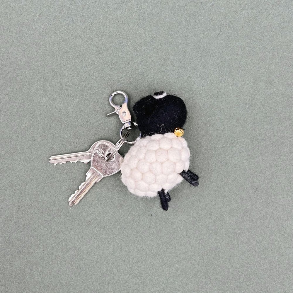 Porte-clé Mouton Tête Noire en Laine Feutrée, New Heidi
