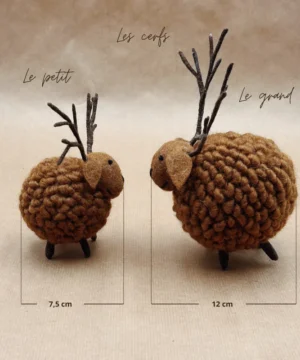 Alternative view of Petit Cerf Marron Boule Décoratif en Laine Feutrée 7,5 cm, New Heidi