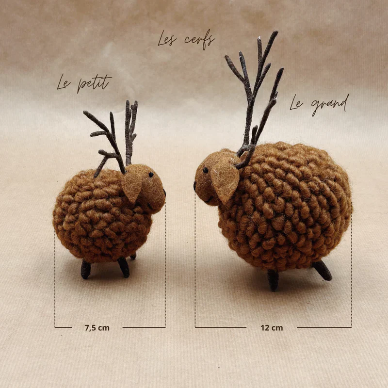 Petit Cerf Marron Boule Décoratif en Laine Feutrée 7,5 cm, New Heidi – Image 2