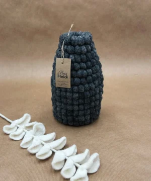 Vase Boule Décoratif Gris Anthracite en Laine Feutrée, New Heidi