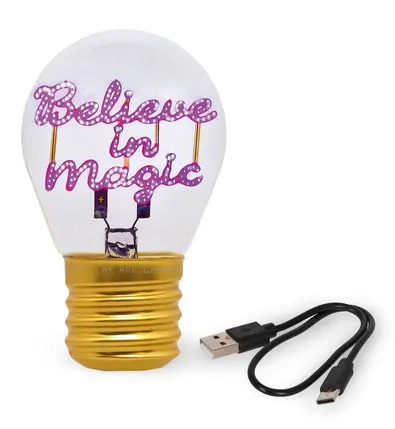 Lampe de Table Ampoule Bulb Fiction "Believe In Magic", Legami