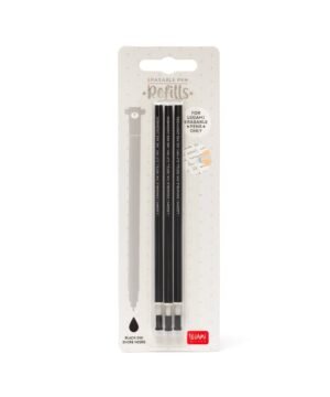 Lot de 3 Recharges Stylo à Encre Gel Effaçable Noir, Legami