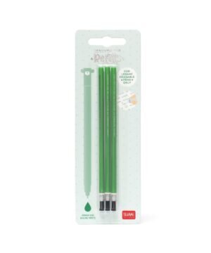 Lot de 3 Recharges pour Stylo à Encre Gel Effaçable Vert, Legami