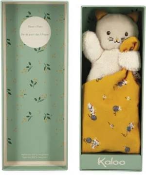 Carré Douceur Peluche Chat Jaune 14 cm, Kaloo
