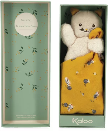 Carré Douceur Peluche Chat Jaune 14 cm, Kaloo