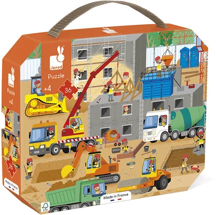 Puzzle Chantier 36 Pièces en Valisette, Janod