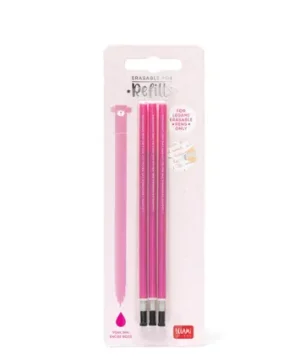 3 Recharges Stylo Effaçable Rose, Legami